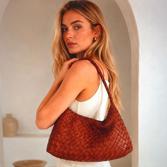 Dragon Diffusion Handbags - Dragon Diffusion Woven Shoulder Bag in Cognac Brown